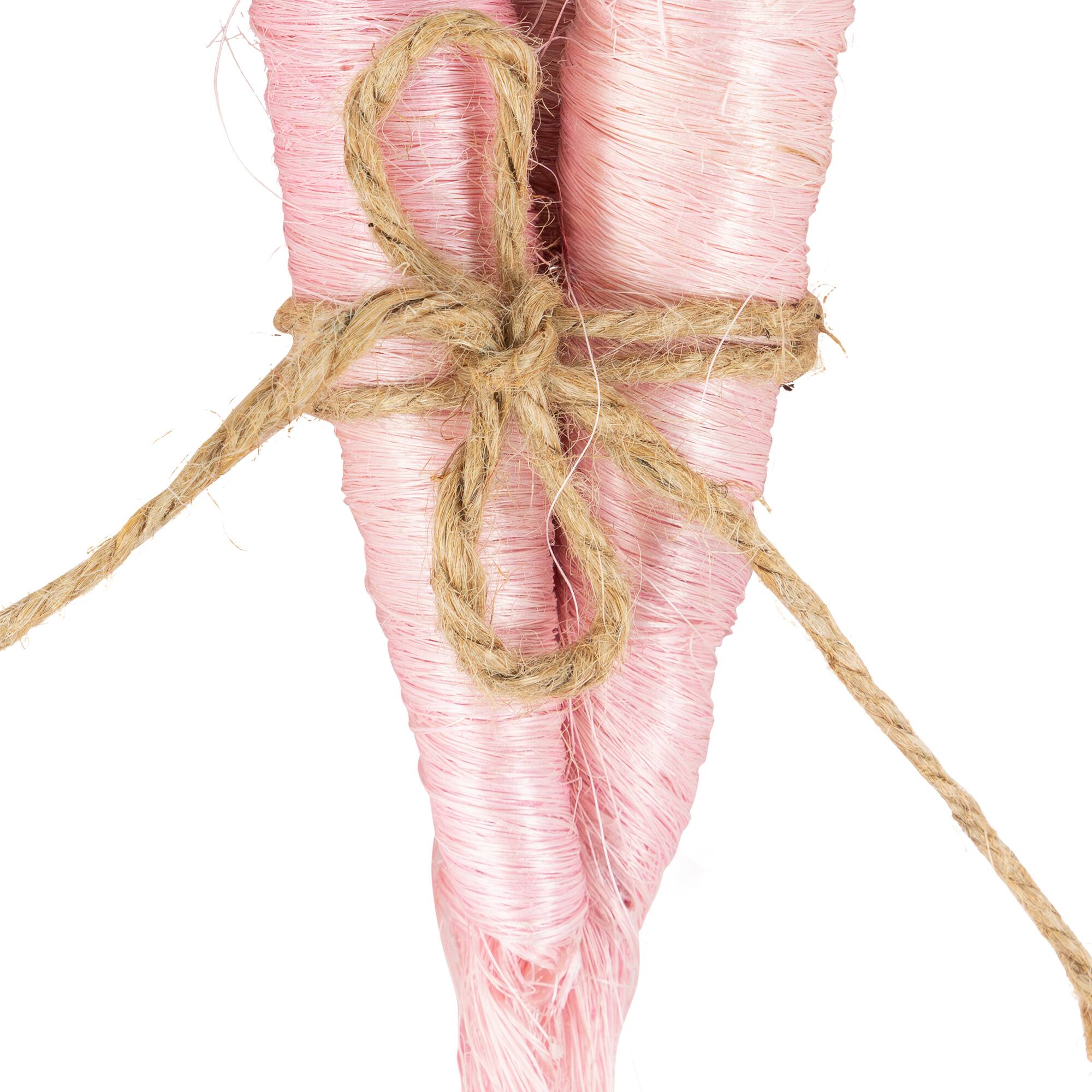 9" Pink Straw Carrot Easter Decorations Set